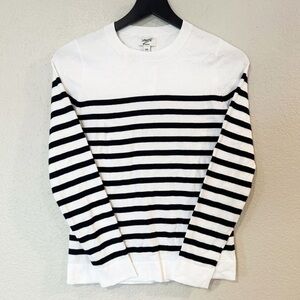 NWT J. Crew Factory Teddie Black & White Striped Long-Sleeve Crewneck Sweater M